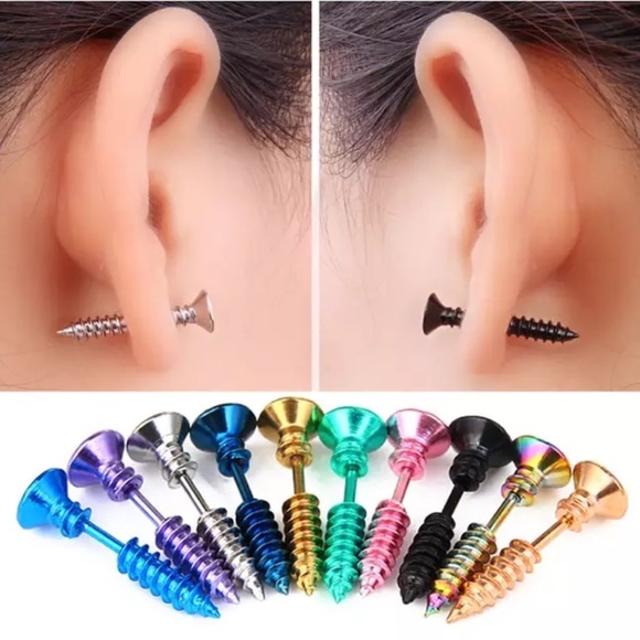 Purple Screw Earrings - Picture 4 of 5